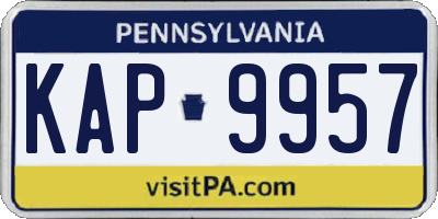 PA license plate KAP9957