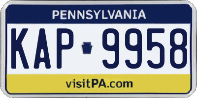 PA license plate KAP9958