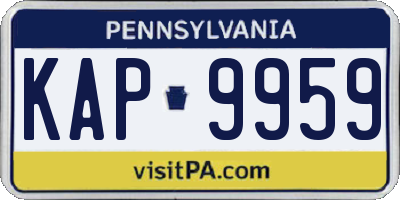 PA license plate KAP9959