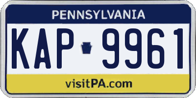 PA license plate KAP9961