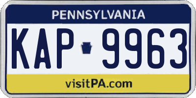PA license plate KAP9963