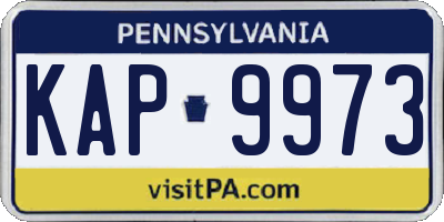 PA license plate KAP9973