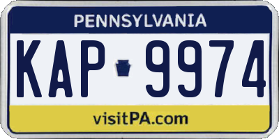 PA license plate KAP9974