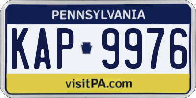 PA license plate KAP9976