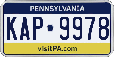 PA license plate KAP9978