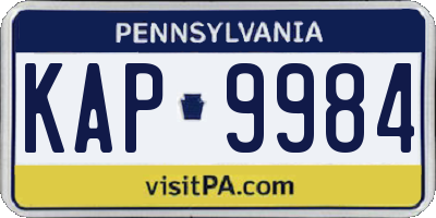 PA license plate KAP9984