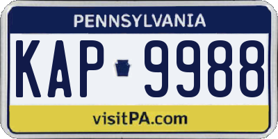 PA license plate KAP9988