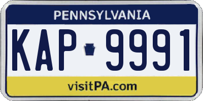 PA license plate KAP9991
