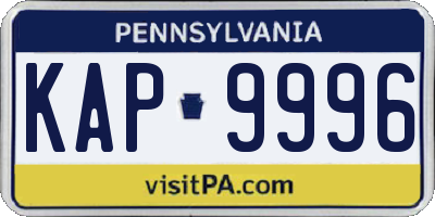 PA license plate KAP9996