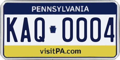 PA license plate KAQ0004