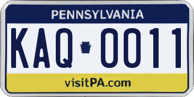 PA license plate KAQ0011