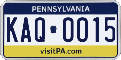 PA license plate KAQ0015