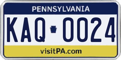 PA license plate KAQ0024
