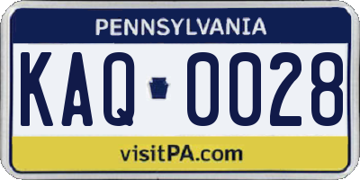 PA license plate KAQ0028