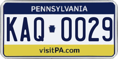 PA license plate KAQ0029