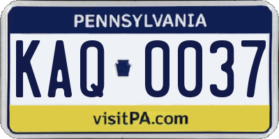PA license plate KAQ0037
