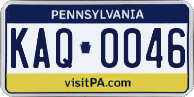 PA license plate KAQ0046