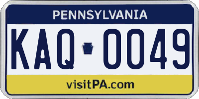 PA license plate KAQ0049