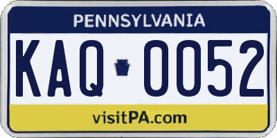 PA license plate KAQ0052