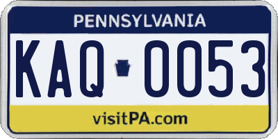 PA license plate KAQ0053