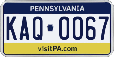 PA license plate KAQ0067