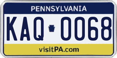 PA license plate KAQ0068