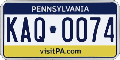 PA license plate KAQ0074