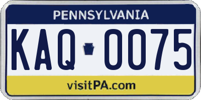 PA license plate KAQ0075
