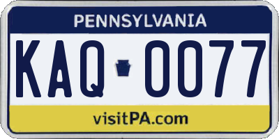PA license plate KAQ0077