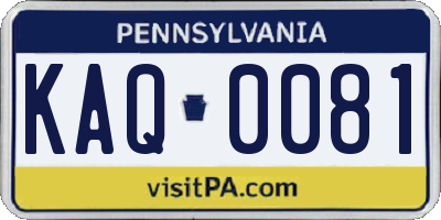PA license plate KAQ0081