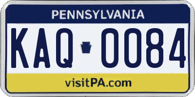PA license plate KAQ0084