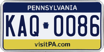 PA license plate KAQ0086