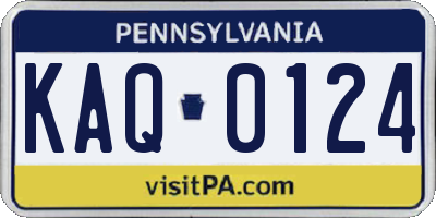 PA license plate KAQ0124