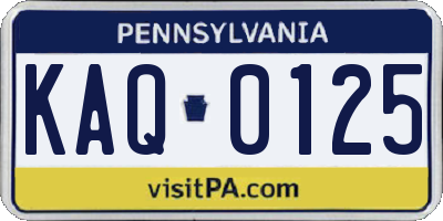 PA license plate KAQ0125