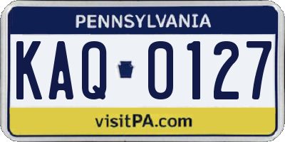 PA license plate KAQ0127