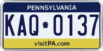 PA license plate KAQ0137
