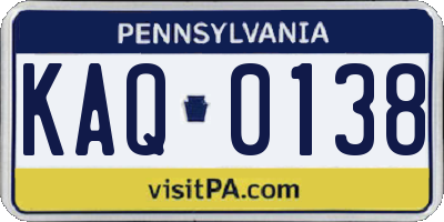 PA license plate KAQ0138