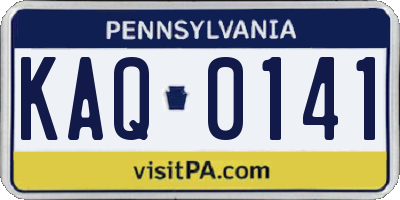 PA license plate KAQ0141