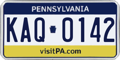 PA license plate KAQ0142