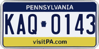 PA license plate KAQ0143