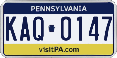 PA license plate KAQ0147