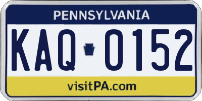 PA license plate KAQ0152