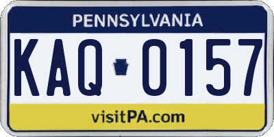 PA license plate KAQ0157