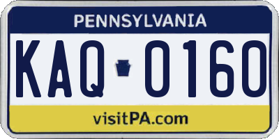 PA license plate KAQ0160