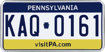 PA license plate KAQ0161