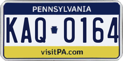 PA license plate KAQ0164