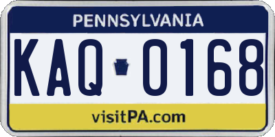 PA license plate KAQ0168