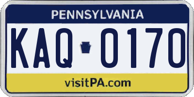 PA license plate KAQ0170