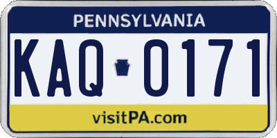 PA license plate KAQ0171