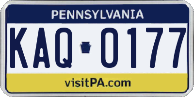 PA license plate KAQ0177